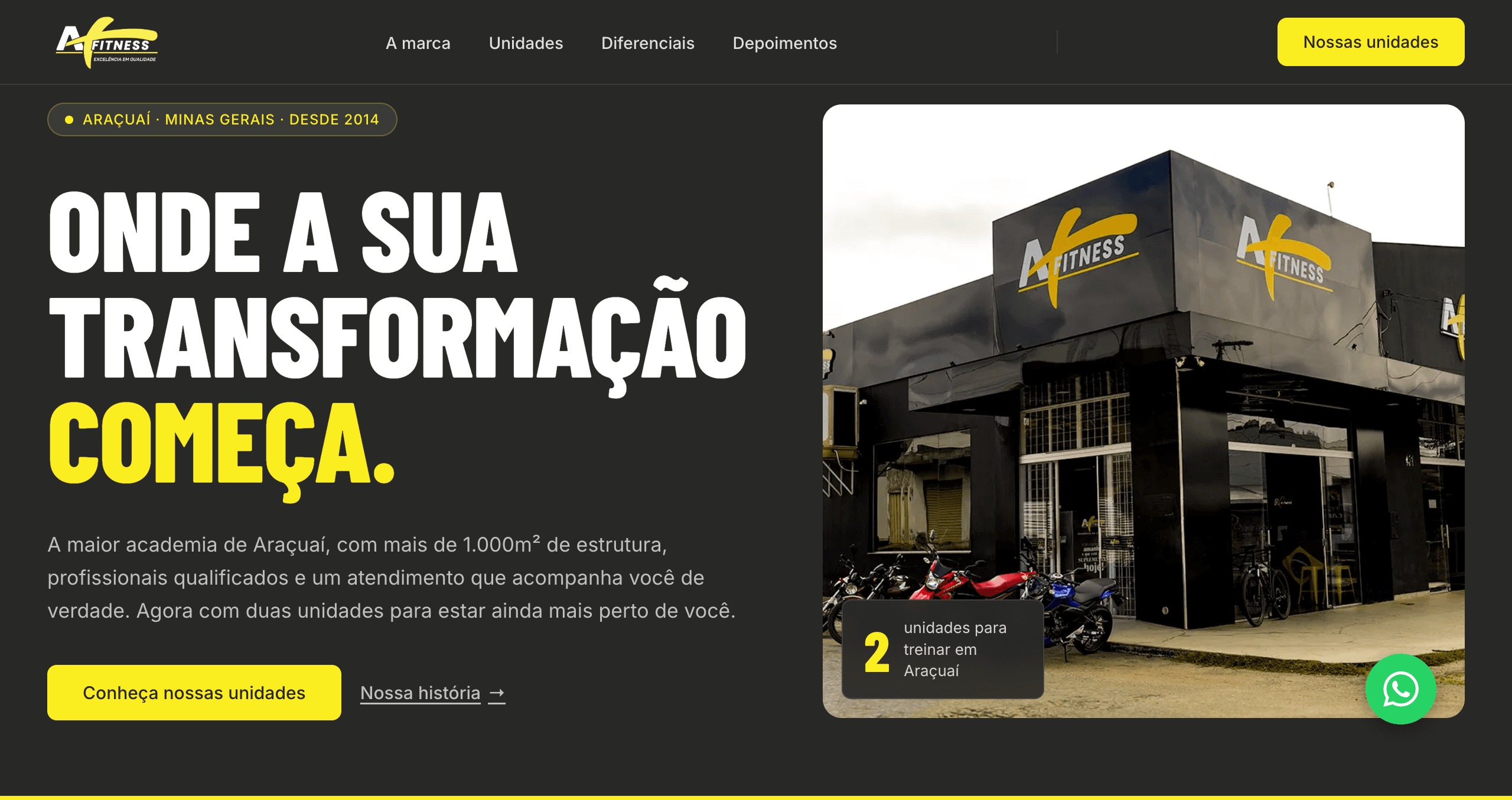 Captura de tela do site amaisfitnessacademia.com.br