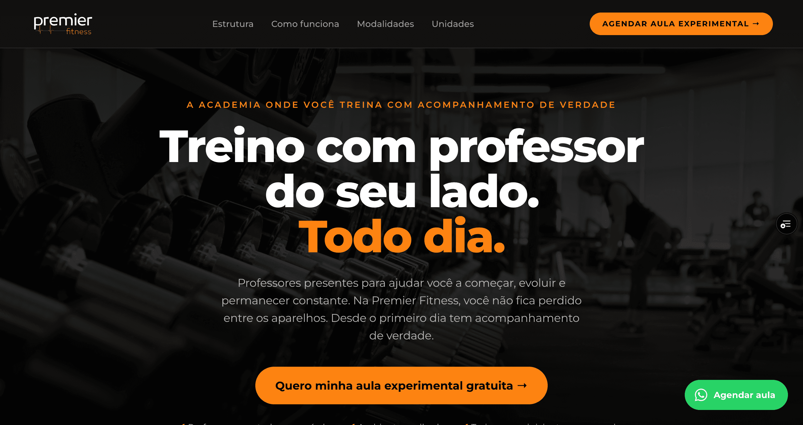 Captura de tela do site premierfitness.com.br